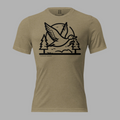 Front view of Fearless Harbor Drawn to Flight Tee in olive with waterfowl duck flying.
