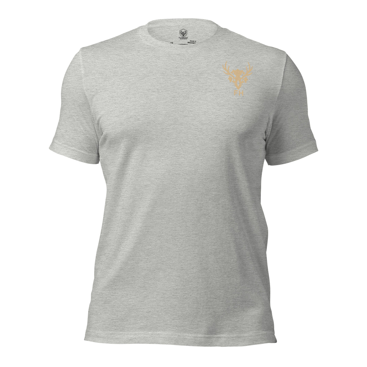 Mens athletic heather primitive hunting shirt with Fearless Harbor chest logo