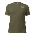 Front view of Back 40 League Whitetail Classic Tee in heather olive – men’s whitetail hunting shirt