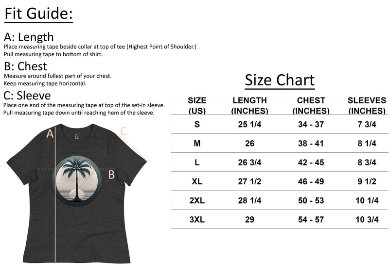 Size chart for Fearless Harbor Women's Wild Moose Tee