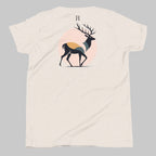 Back of Kids Buck Edition T-shirt in Dust with Deer design.