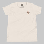 Front of Kids Buck Edition T-Shirt in Dust with deer logo and the words Hunt Fearless.