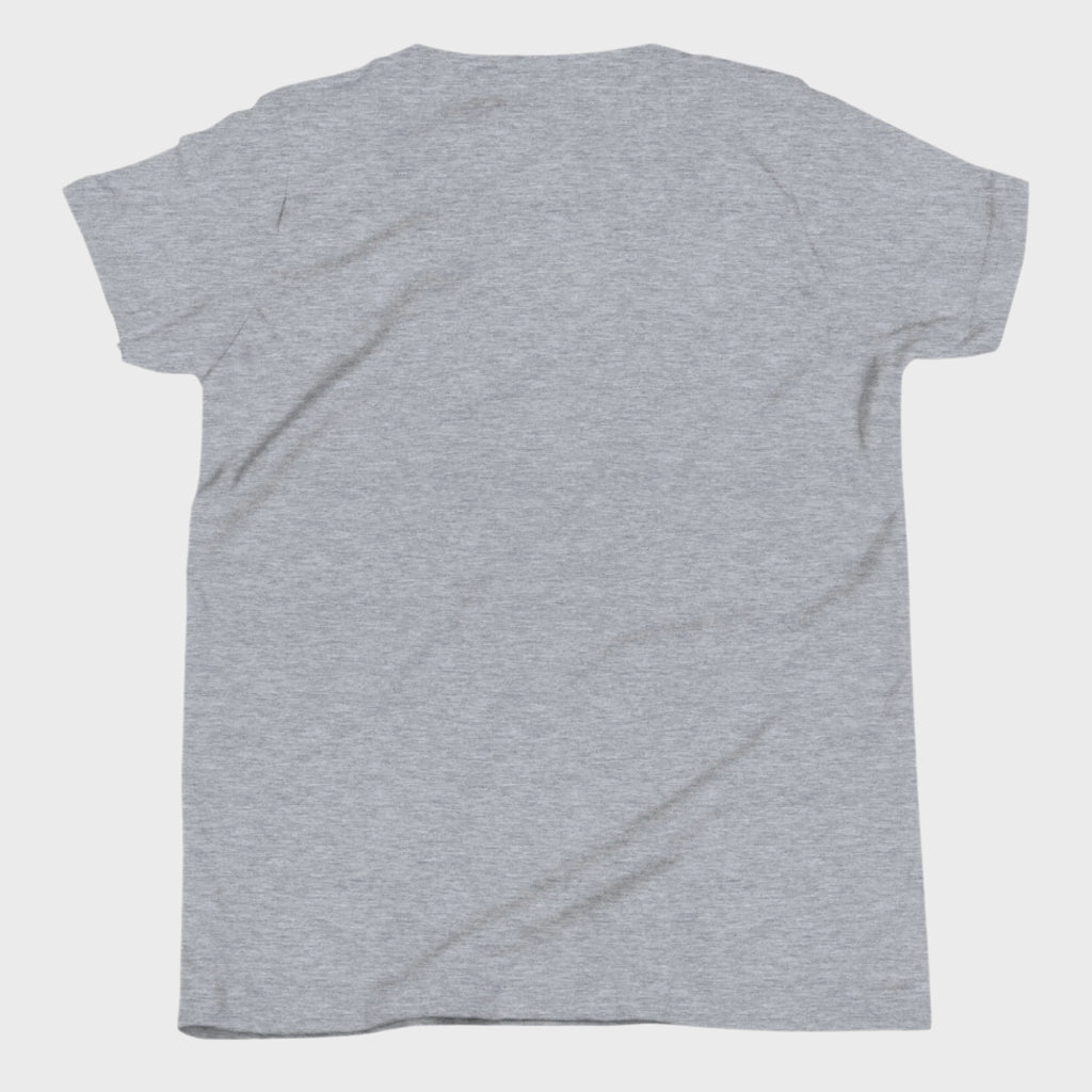 Back of Boys Fearless Warrior T-Shirt in Athletic Grey, blank with no graphics or text.