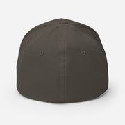 Back of Fearless Harbor FlexFit Hat in Dark Grey, blank with no graphics or text.