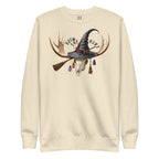 Front view of Fearless Harbor Brew the Hunt Sweatshirt in Bone featuring witch hat skull with potions design for Halloween.