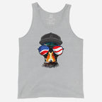 Heather grey tank with bold mallard head design