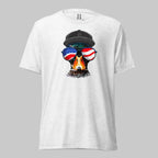 White triblend tee with a striking mallard graphic and patriotic details—looks like something someone who shows up would wear.