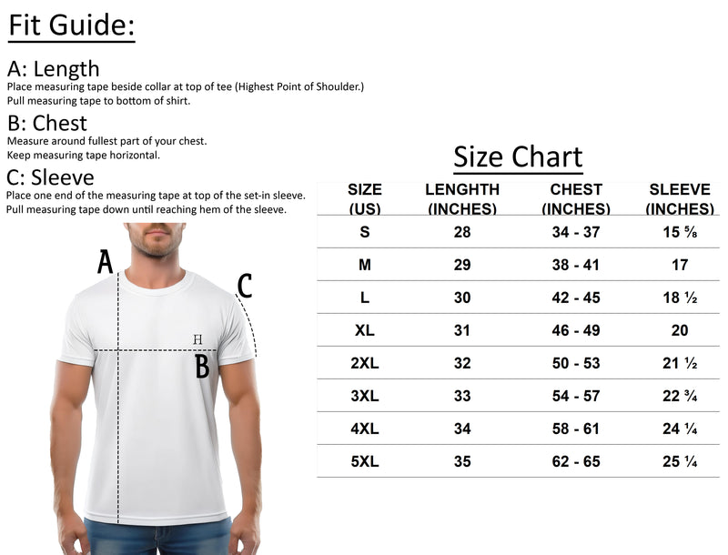 Size chart for Fearless Harbor Men's Vintage Moose Tee