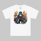 Front of Camo Challenge T-Shirt in White with Bigfoot design.