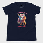 Front of Fearless Soul T-Shirt in Navy with a brave unicorn design.