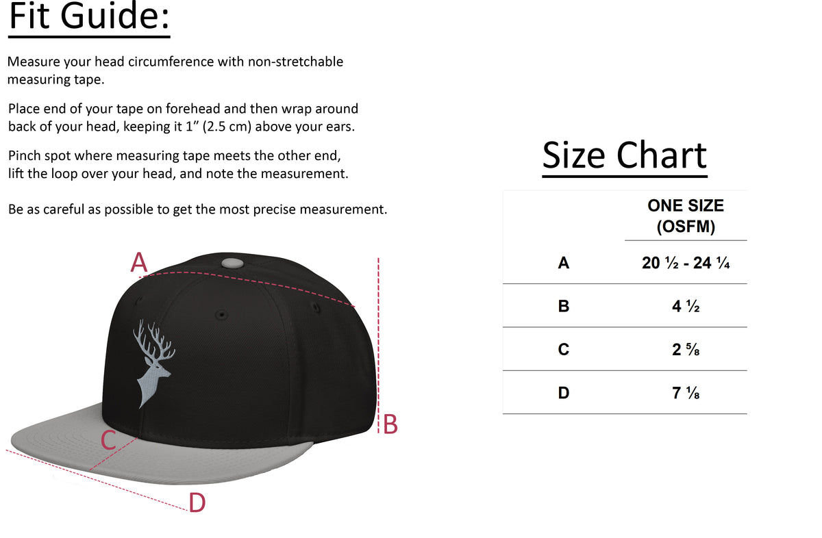 Buck Snapback size chart