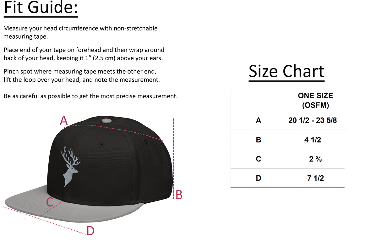 Black Lab Wetlands Snapback Hat size chart