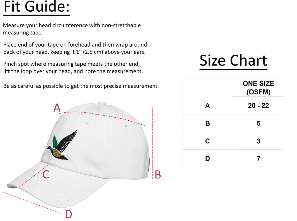Under Armour® Flying Duck Hat size chart
