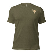 Heather Olive men’s duck hunting graphic tee front view featuring the Expected Ducks, Got Sail design