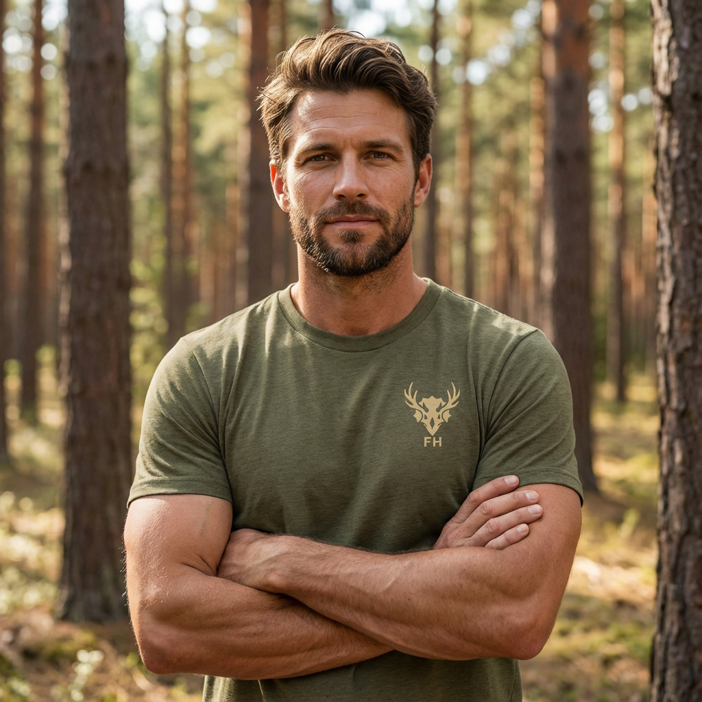 Men wearing the Expected Ducks, Got Sail duck hunting graphic tee in Heather Olive during a public land waterfowl hunt