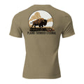 Back view of men’s olive triblend premium tee featuring plains buffalo bison graphic artwork.