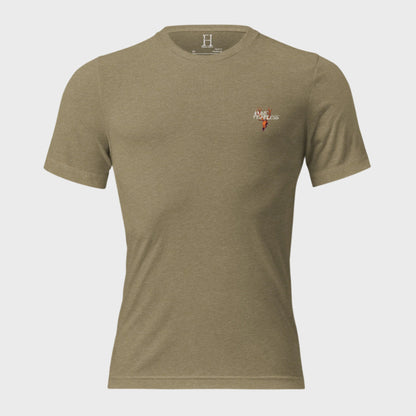 Front of Fearless Harbor Bear Edition T-Shirt in Olive with deer logo and the words Hunt Fearless.