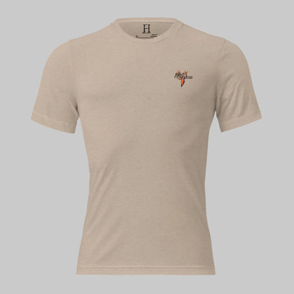 Front of Fearless Harbor Buck Edition T-Shirt in Tan with deer logo and the words Hunt Fearless.