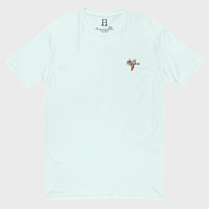 Front of Drake Edition T-Shirt in light blue with deer logo and the words Hunt Fearless.