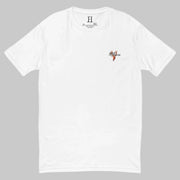 Front of Drake Edition T-Shirt in white with deer logo and the words Hunt Fearless.