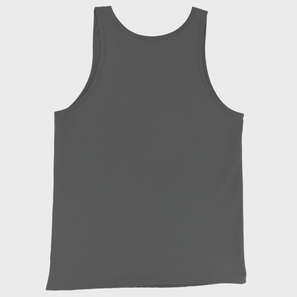 Back of Embrace the Broken Tank Top in Asphalt, blank with no graphics or text.