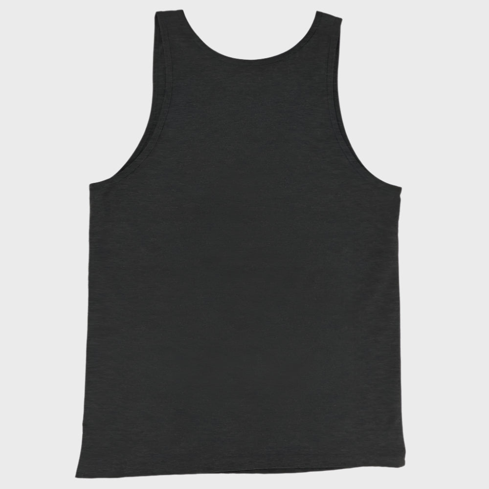 Back of Embrace the Broken Tank Top in Charcoal Black, blank with no graphics or text.