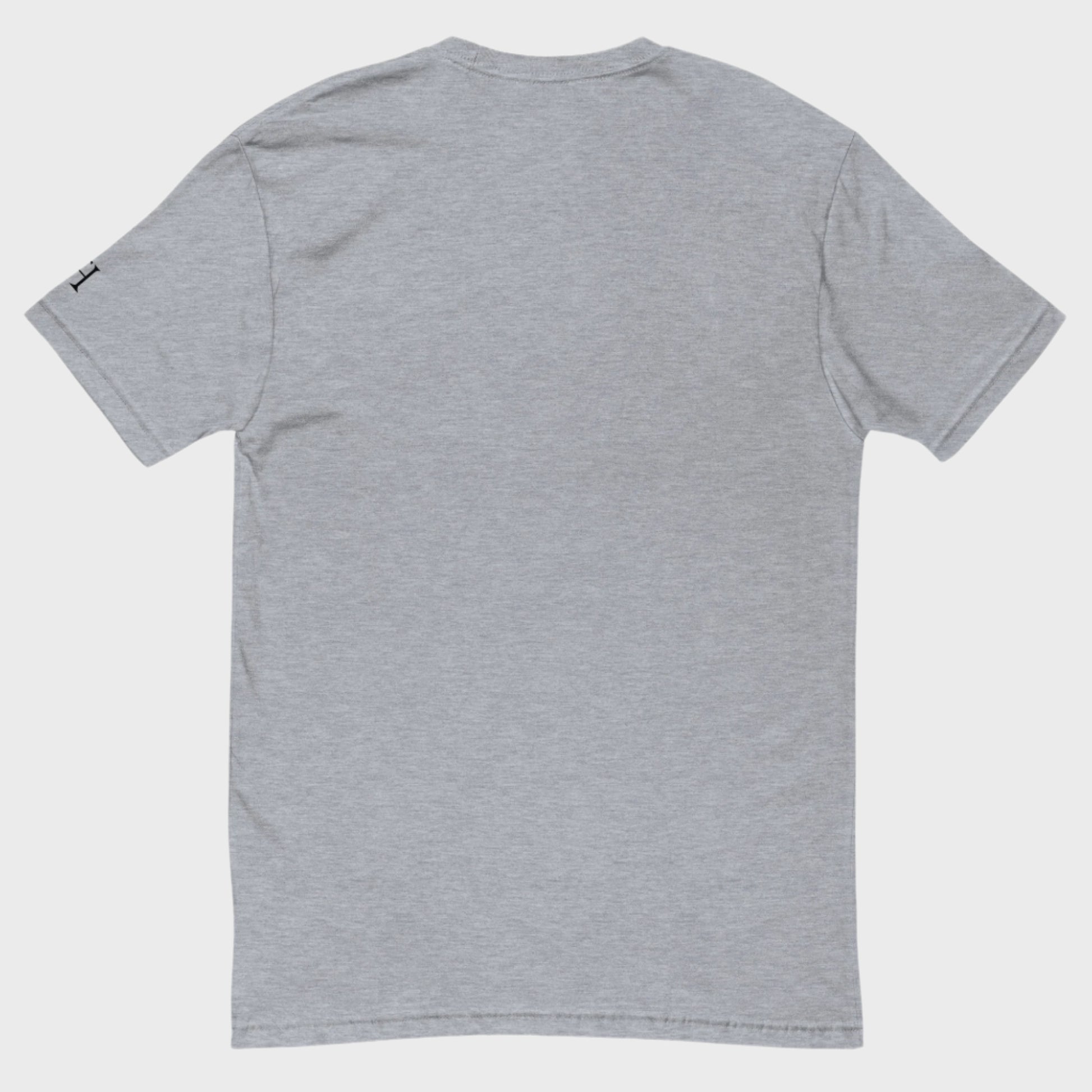 Back of FH Fitted Performance T-shirt in Heather Grey, blank with no graphics or text.