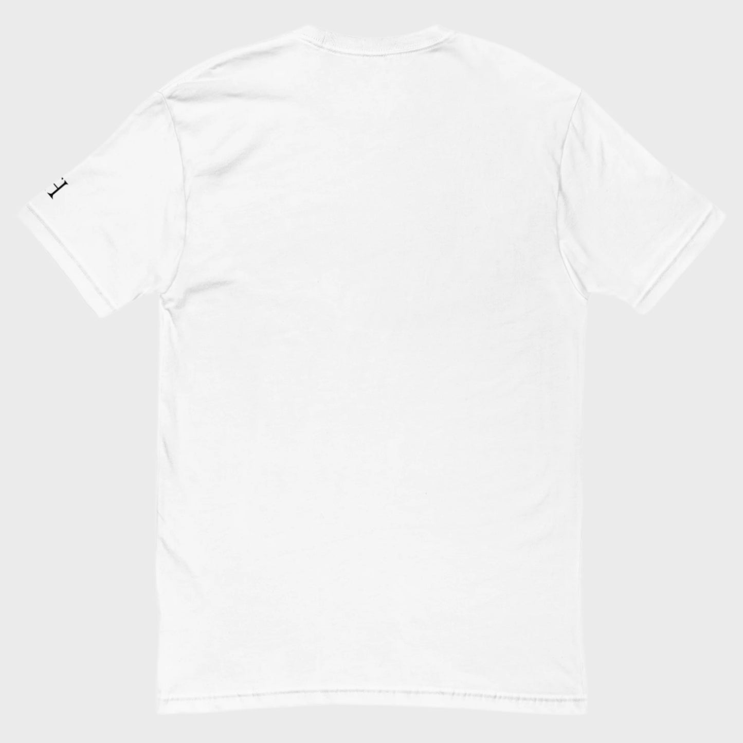 Back of FH Fitted Performance T-shirt in White, blank with no graphics or text.