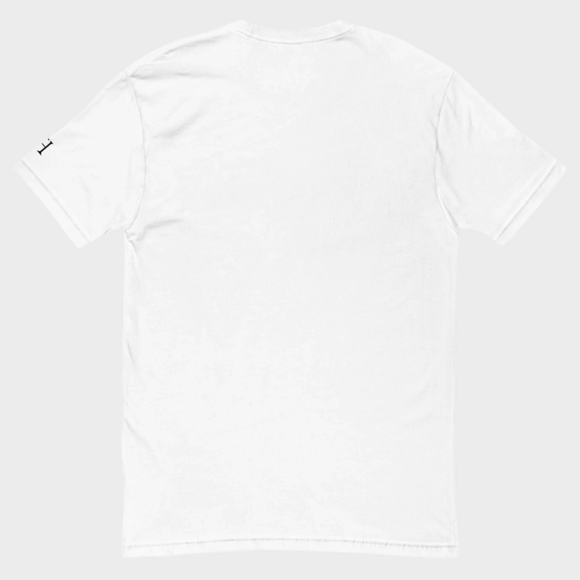 Back of FH Fitted Performance T-shirt in White, blank with no graphics or text.