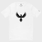 Front of FH Fitted Performance T-Shirt in White with black Phoenix design.