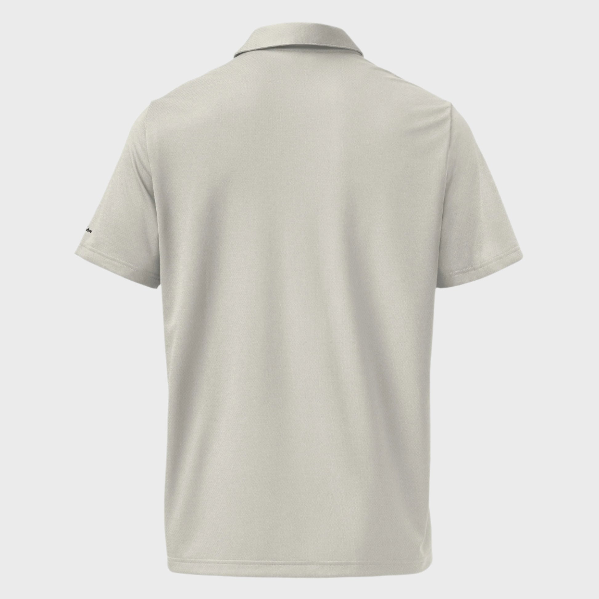 Back of Fearless Harbor adidas Space Dyed Polo in Grey One, blank with no graphics or text.