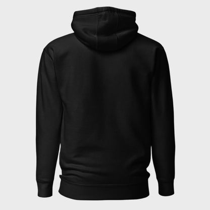 Back of Fearless Harbor Premium Hoodie in Black, blank with no graphics or text.