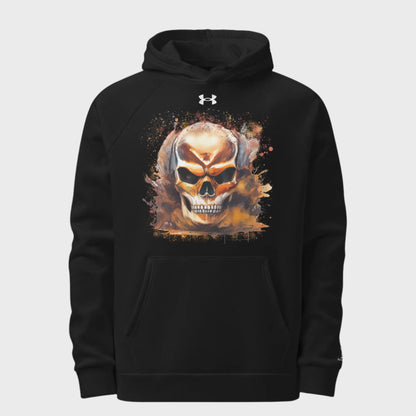 Front of Fearless Under Armour Hoodie in Black with skull design.