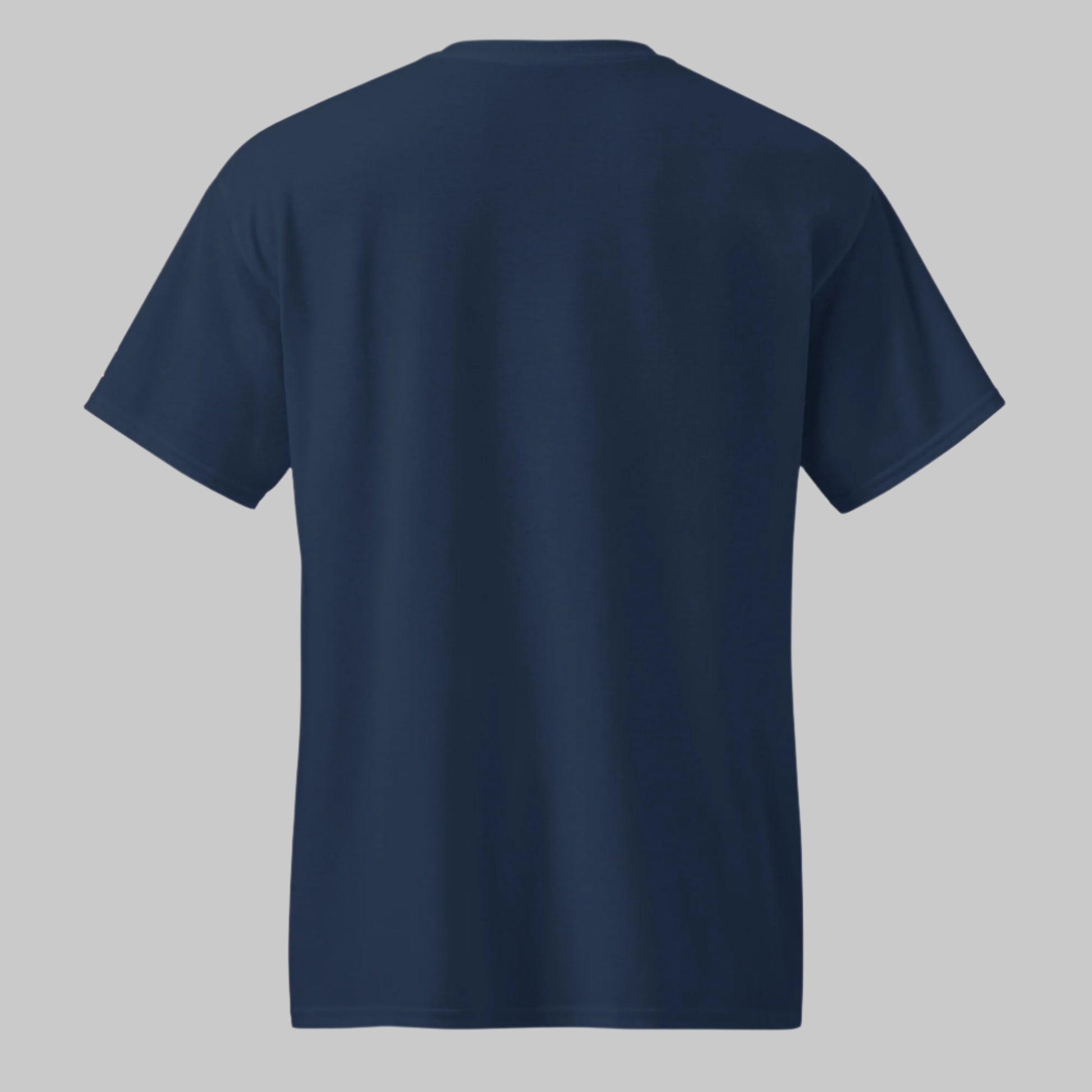 Back of Flourishing Sunset T-Shirt in Navy, blank with no graphics or text.