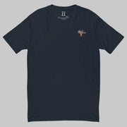 Front of Mighty Moose T-Shirt in Midnight Navy, with deer logo and the words Hunt Fearless.