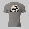 Back of Eclipse Tee in Grey with Bull Moose in front of Full Moon Silhouette design, and FH logo in black.