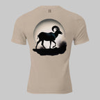 Back of Ram Edition Tee in Tan with a Bighorn Sheep Silhouette design, and FH logo in black.