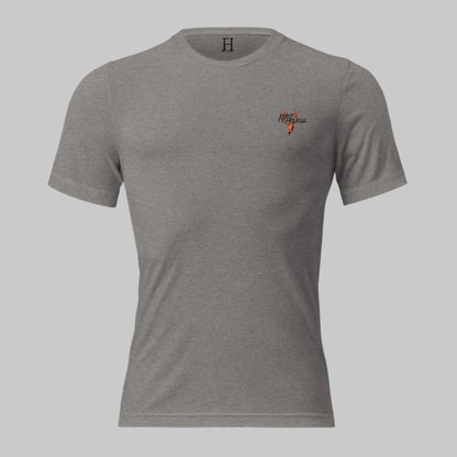 Front of Fearless Harbor Ram Edition T-Shirt in Grey with deer logo and the words Hunt Fearless.