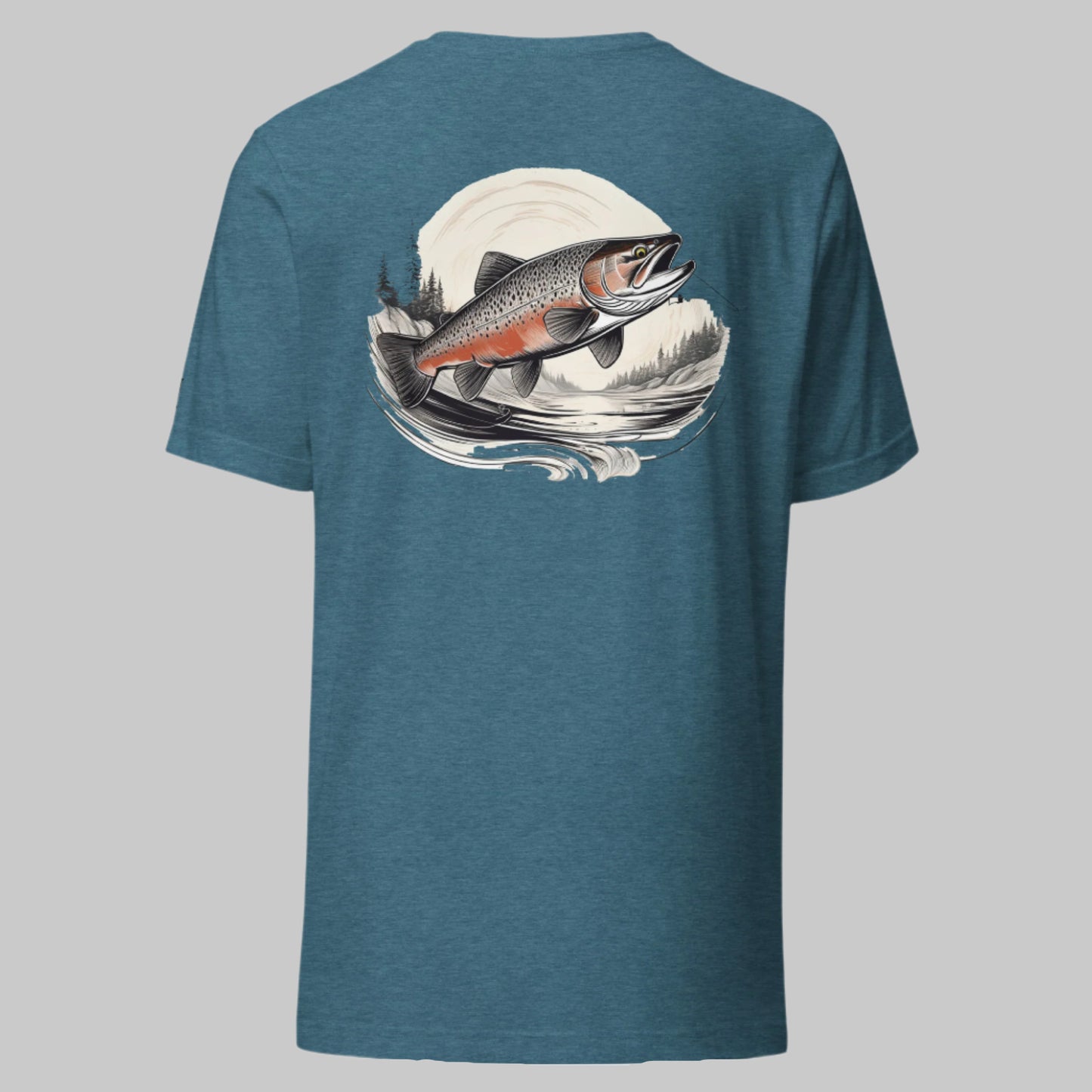 River's Edge Trophy T-Shirt in Deep Teal with fish out of water design.