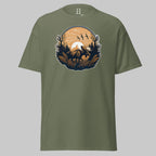 Front of Vintage Hunting wear t shirt in Military Green with a Moose design.