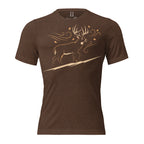 Front view of Men’s Rut Line Heritage Tri-Blend Tee in brown – men’s whitetail rut hunting shirt