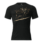 Front view of Men’s Rut Line Heritage Tri-Blend Tee in charcoal black – men’s whitetail rut hunting shirt