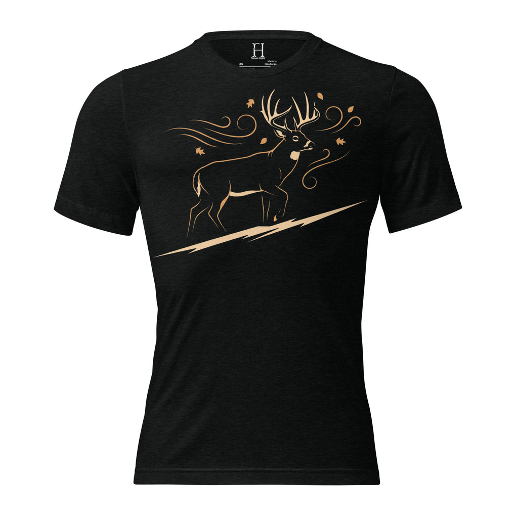 Front view of Men’s Rut Line Heritage Tri-Blend Tee in solid black – men’s rut hunting tee