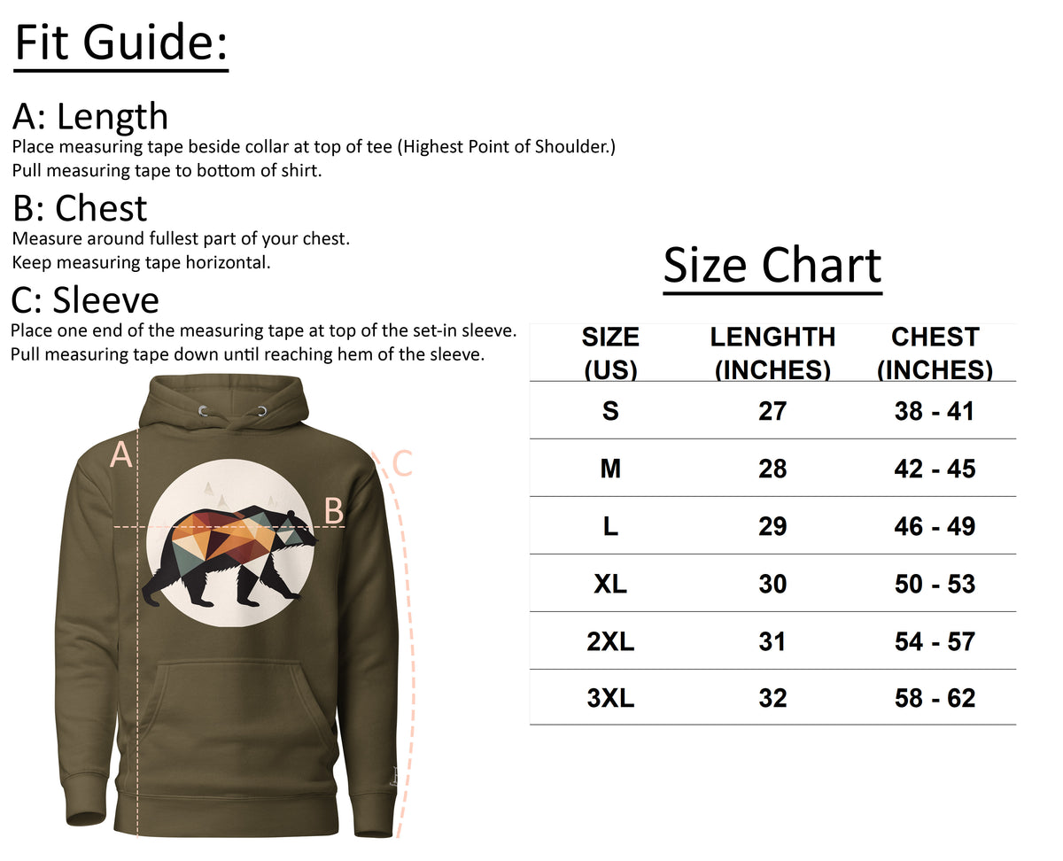 Men's Big Catch Hoodie size chart