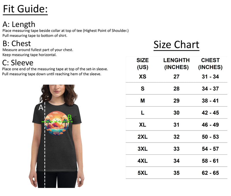 Size chart for Fearless Harbor Women's I Like Ducks Tee
