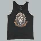 Charcoal black triblend women’s tank with a commanding lion head graphic.