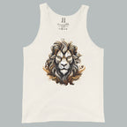 Oatmeal triblend women’s tank featuring a lion head emblem of fierce determination.