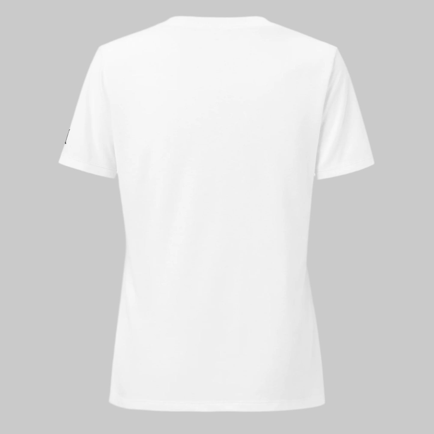 Back of Antler Crest V-Neck T-Shirt in White, blank with no graphics or text.