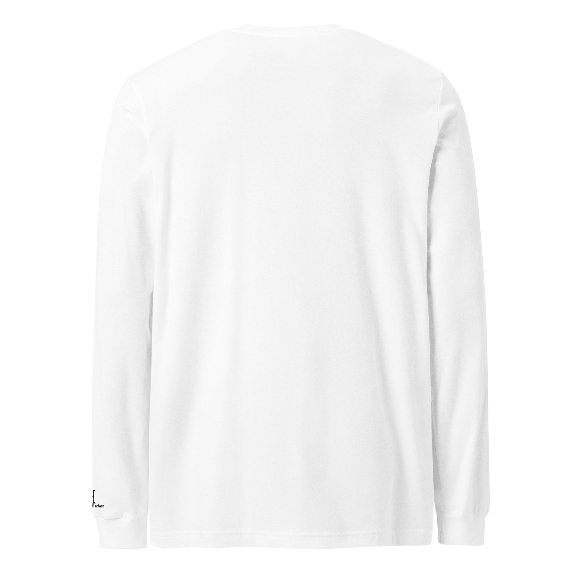 Back of Autumn Pumpkin Patch Long Sleeve T-Shirt in White, blank with no graphics or text.