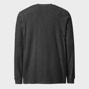Back of Deer Crest Long Sleeve T-Shirt in Dark Grey, blank with no graphics or text.